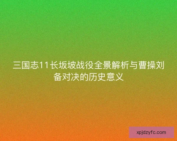 三国志11长坂坡战役全景解析与曹操刘备对决的历史意义